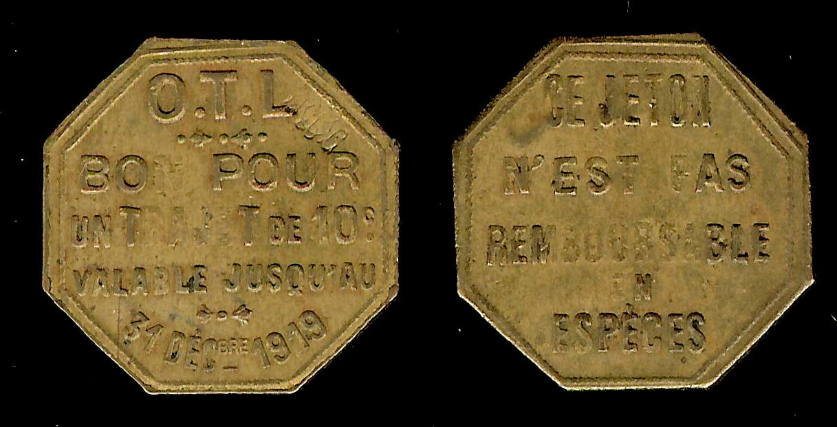 Lyon (Rhone-69) Tramway 10 centimes 1919 gVF